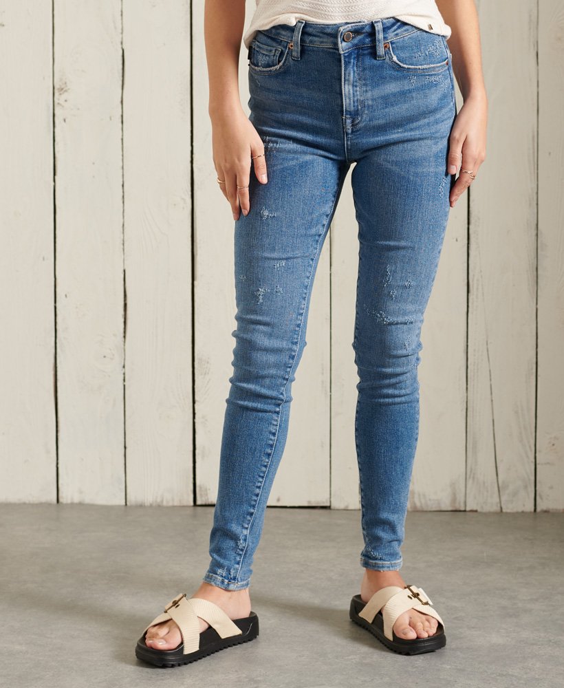 skinny jeans met hoge taille in abbot mid blue vintage