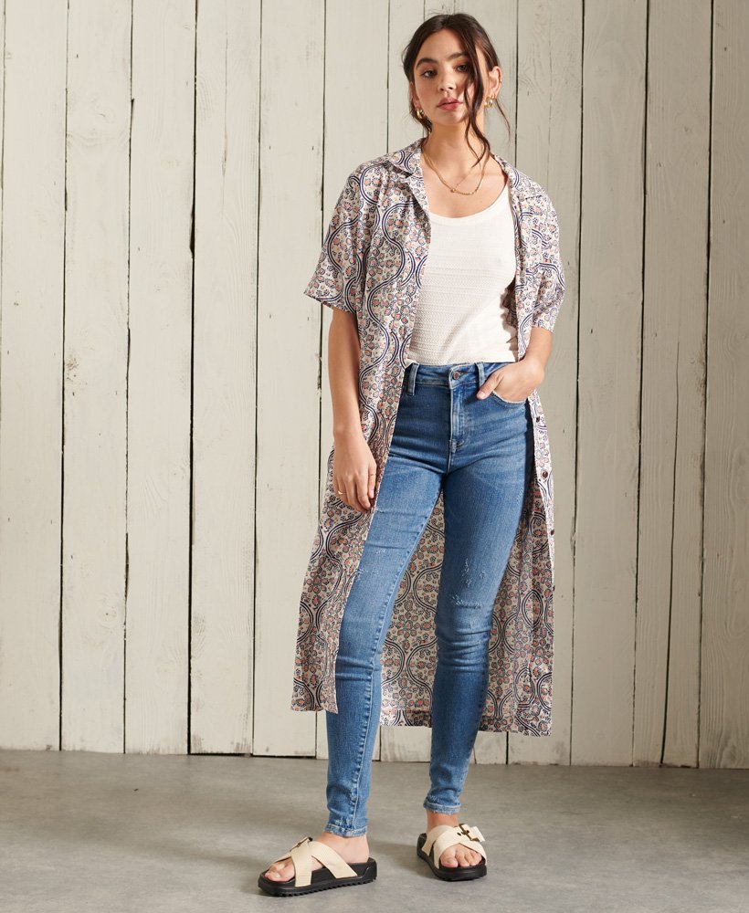 skinny jeans met hoge taille in abbot mid blue vintage