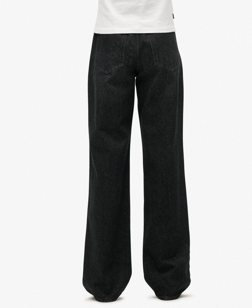 biologische katoenen jeans met wijde pijpen in wolcott black stone