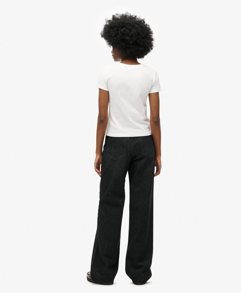 biologische katoenen jeans met wijde pijpen in wolcott black stone
