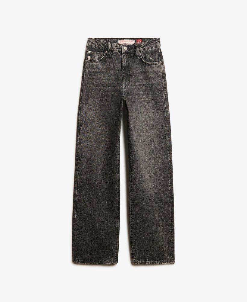biologische katoenen jeans met wijde pijpen in wolcott black stone