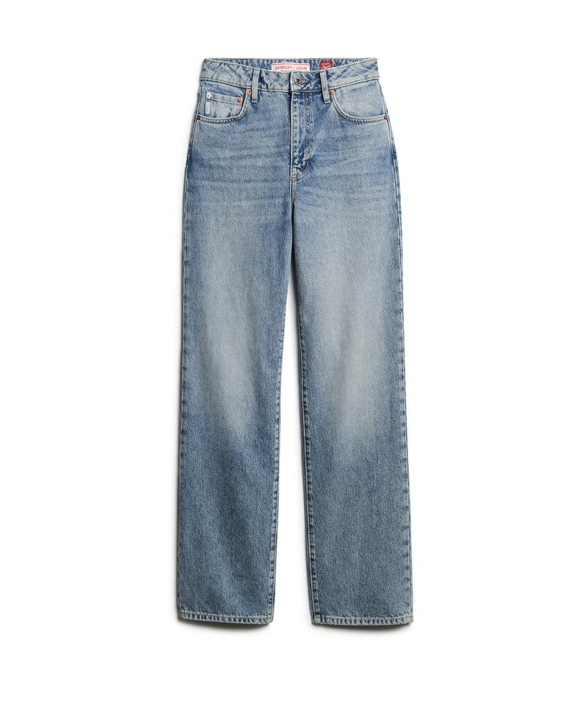 biologische katoenen jeans met wijde pijpen in houston mid-vintage stijl.