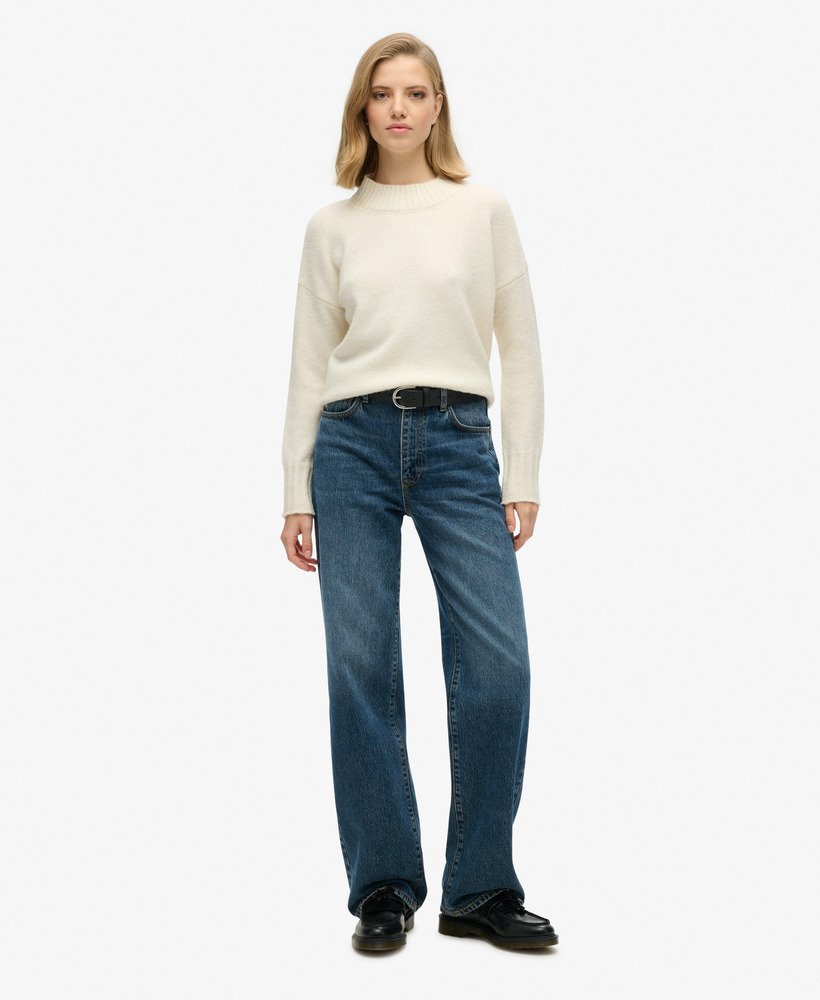 biologische katoenen jeans met wijde pijpen in fulton vintage blue