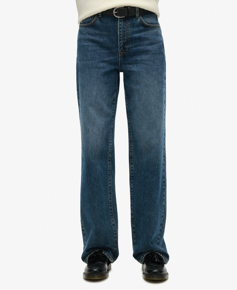 biologische katoenen jeans met wijde pijpen in fulton vintage blue