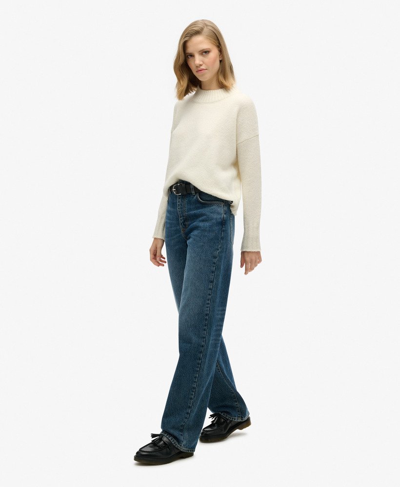 biologische katoenen jeans met wijde pijpen in fulton vintage blue