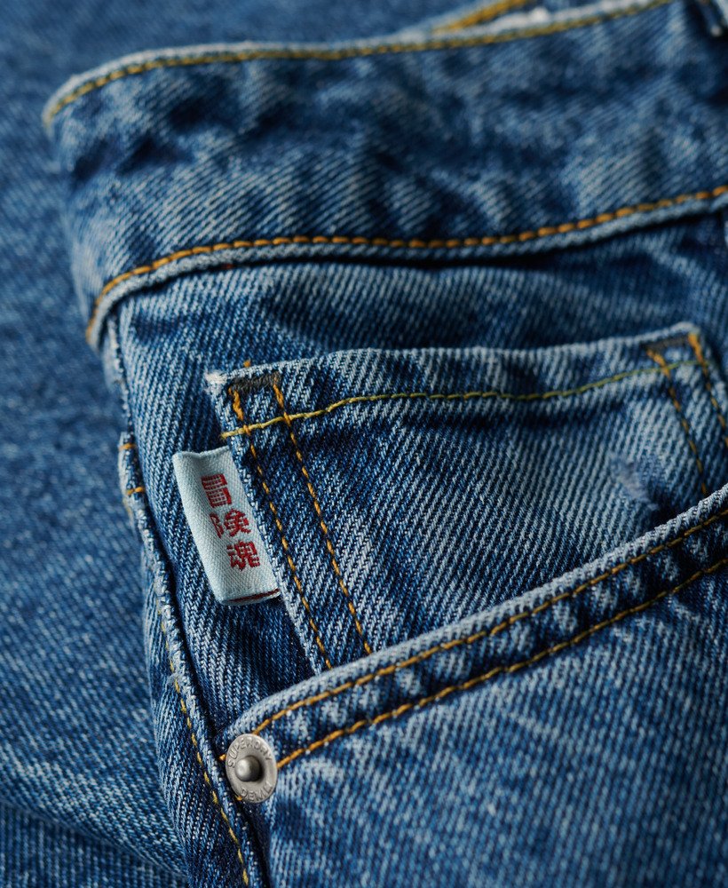 biologische katoenen jeans met wijde pijpen in fulton vintage blue
