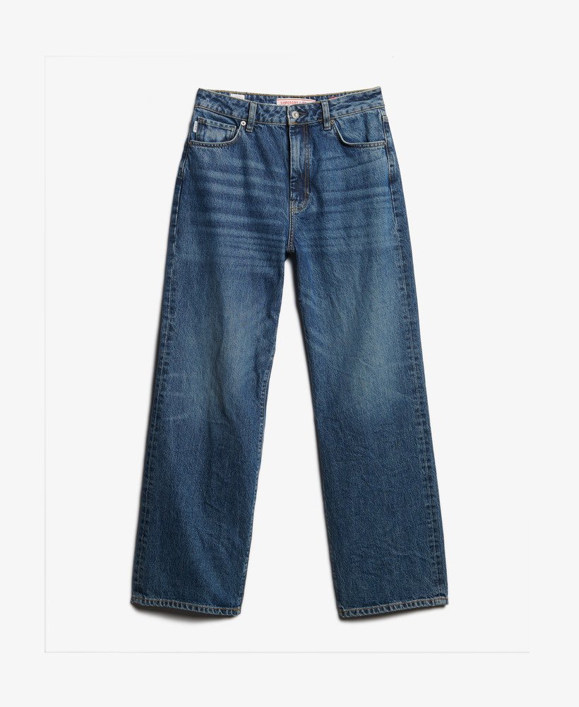 biologische katoenen jeans met wijde pijpen in fulton vintage blue