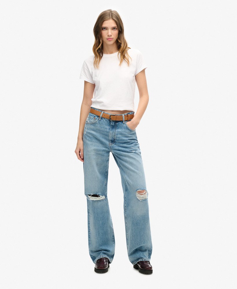 biologische katoenen jeans met wijde pijpen in een vintage lente-look op maat gemaakt.