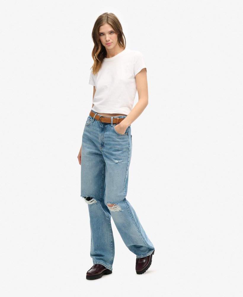 biologische katoenen jeans met wijde pijpen in een vintage lente-look op maat gemaakt.