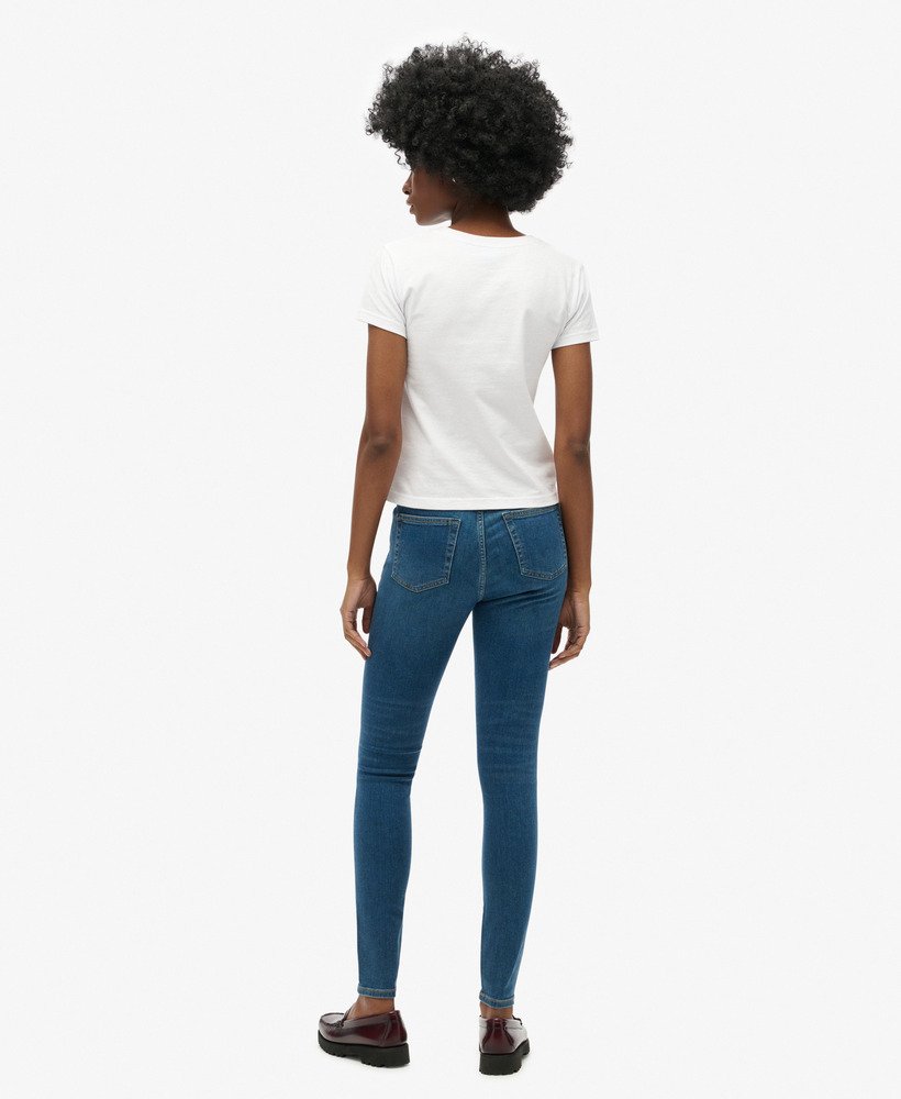 skinny jeans met hoge taille van biologisch katoen in fulton vintage blue