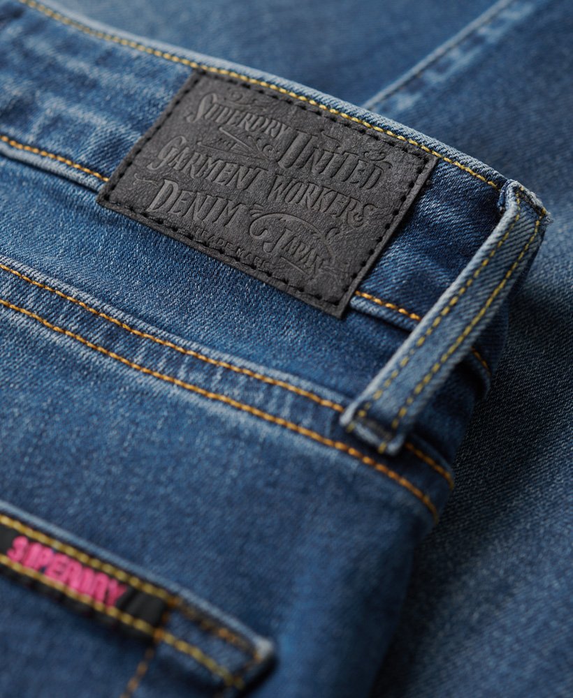 skinny jeans met hoge taille van biologisch katoen in fulton vintage blue