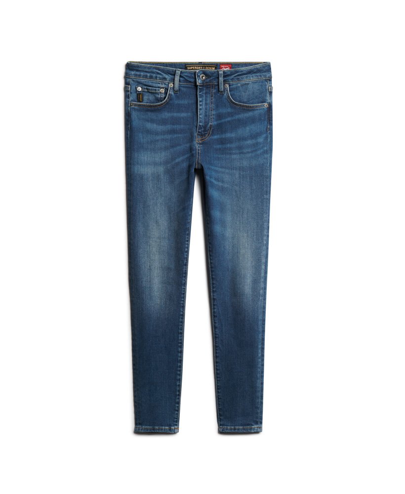 skinny jeans met hoge taille van biologisch katoen in fulton vintage blue