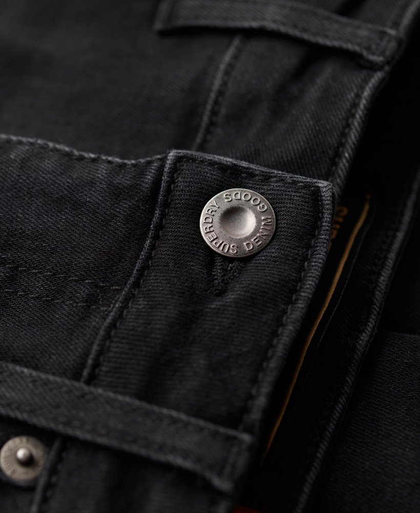 vintage skinny jeans met middelhoge taille van biologisch katoen in zwarte wassing.