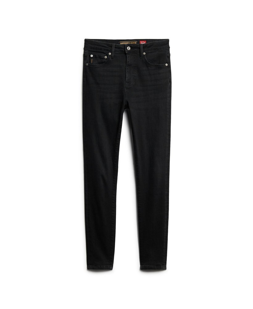 vintage skinny jeans met middelhoge taille van biologisch katoen in zwarte wassing.