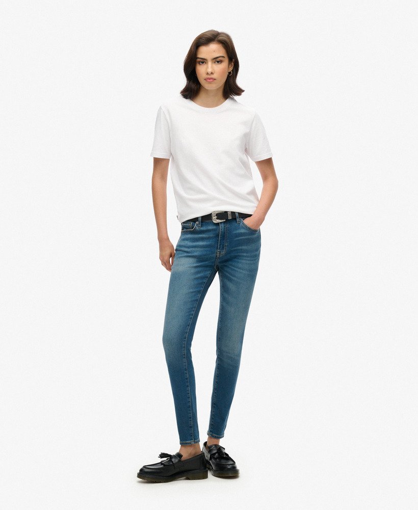biologische katoenen vintage skinny jeans met middelhoge taille in fulton vintage blue