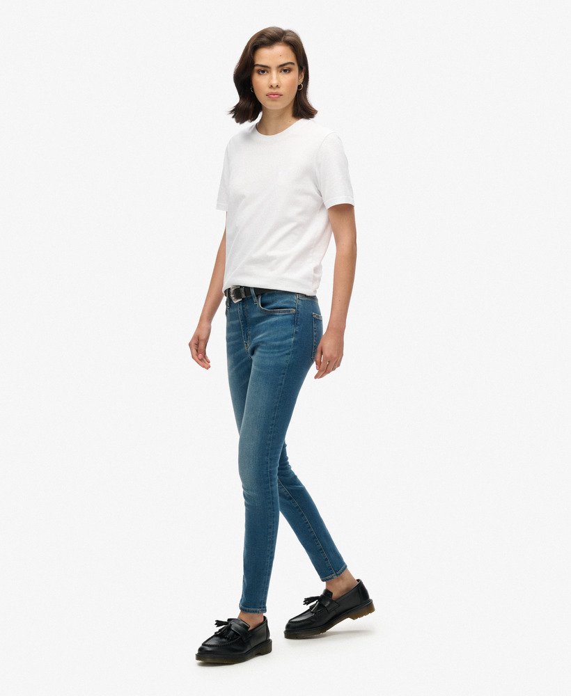 biologische katoenen vintage skinny jeans met middelhoge taille in fulton vintage blue