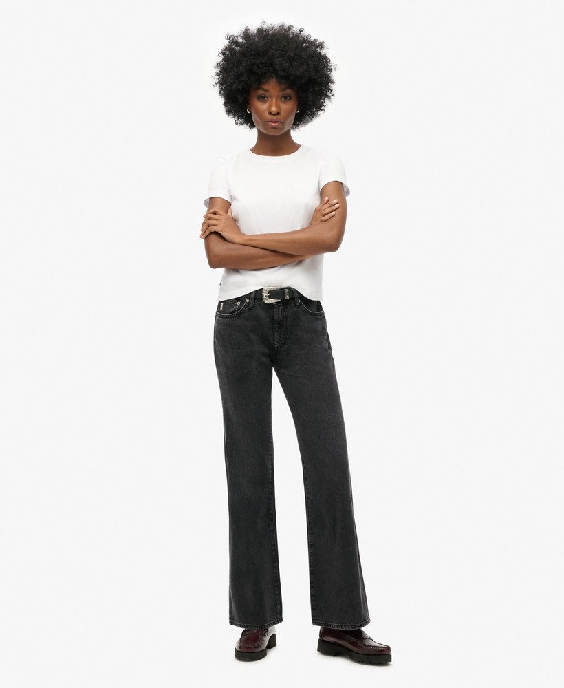 vintage mid-rise slim flare jeans in walcott black stone