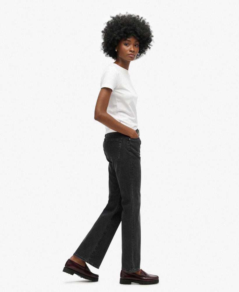 vintage mid-rise slim flare jeans in walcott black stone