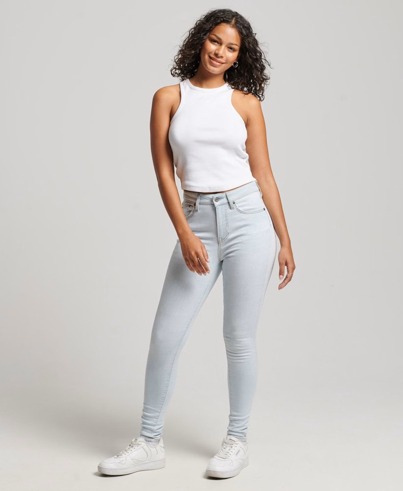 Skinny jeans met hoge taille van biologisch katoen