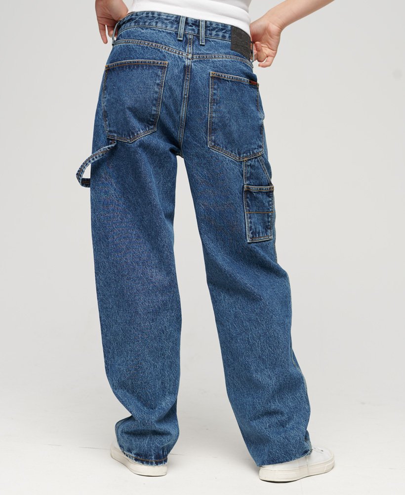 vintage jeans van biologisch katoen in de kleur palms dark blue.
