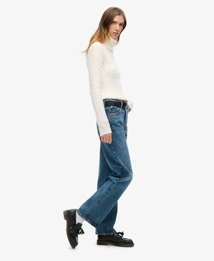 jeans met middelhoge taille en wijde pijpen in fulton vintage blue