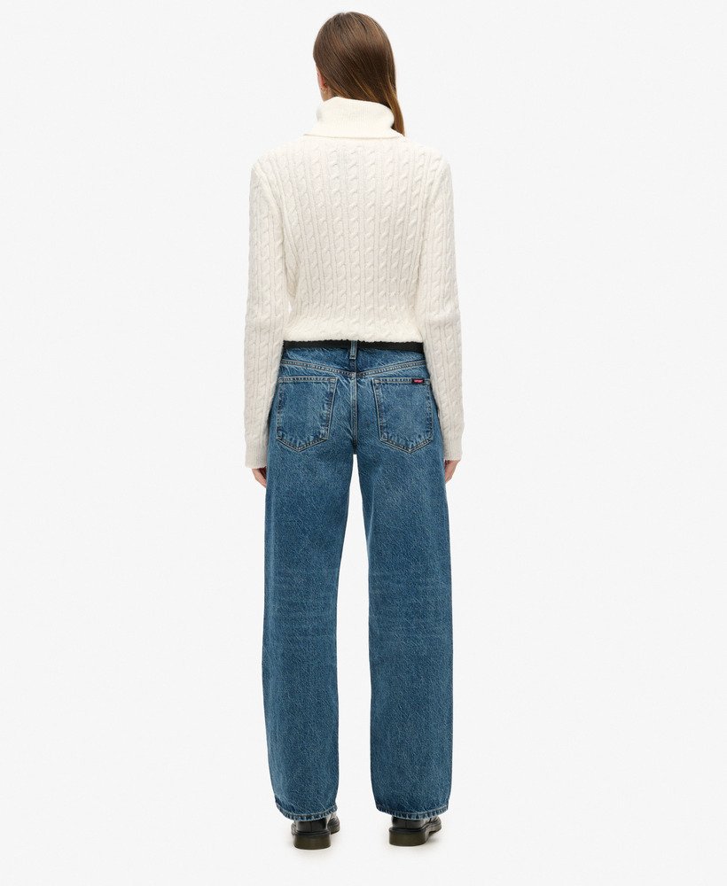jeans met middelhoge taille en wijde pijpen in fulton vintage blue