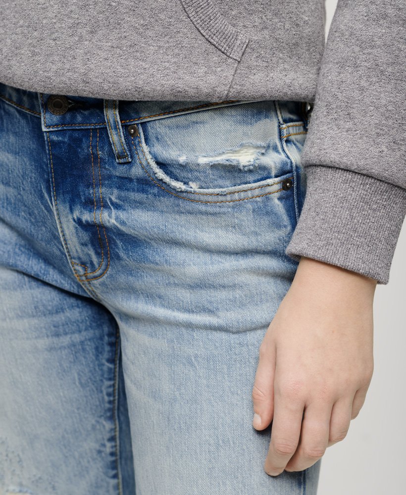 slim fit jeans met middelhoge taille van biologisch katoen in canyon blue