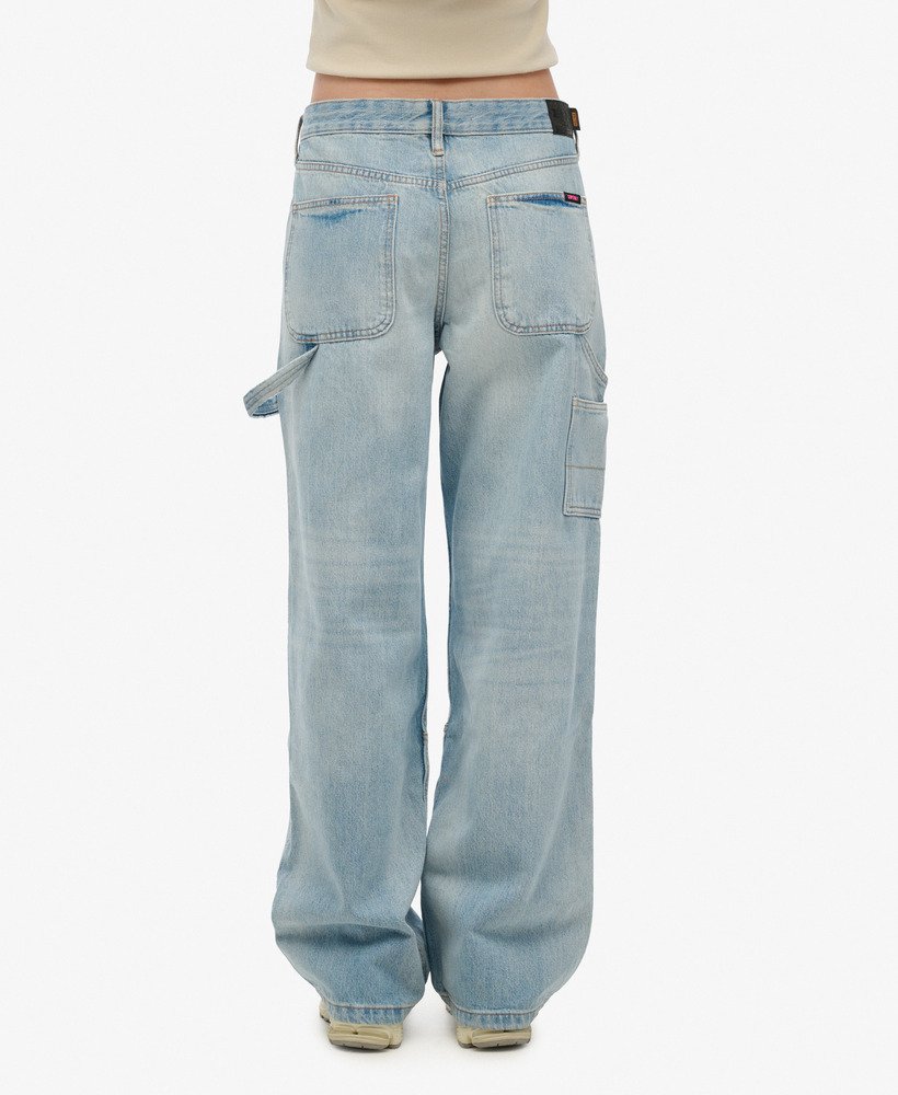 biologische katoenen mid-rise denim timmermansjeans in antiekblauw