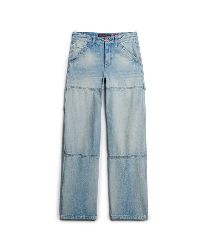 biologische katoenen mid-rise denim timmermansjeans in antiekblauw