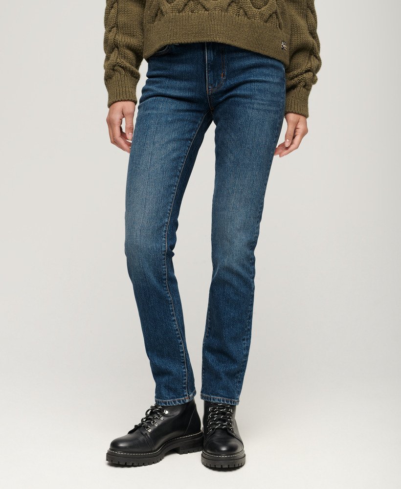 slim fit jeans met middelhoge taille van biologisch katoen in valley blue