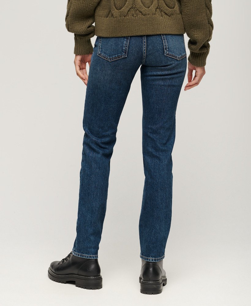 slim fit jeans met middelhoge taille van biologisch katoen in valley blue