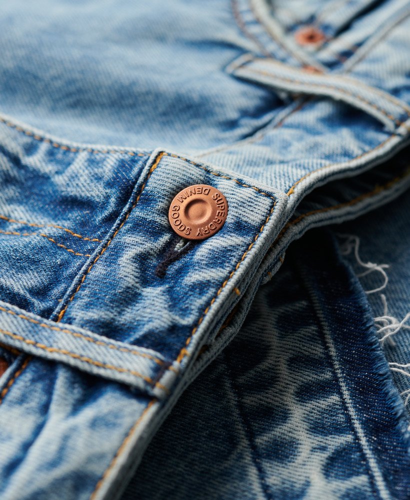 jeans met rafelige zoom en wijde pijpen in sun beach blue