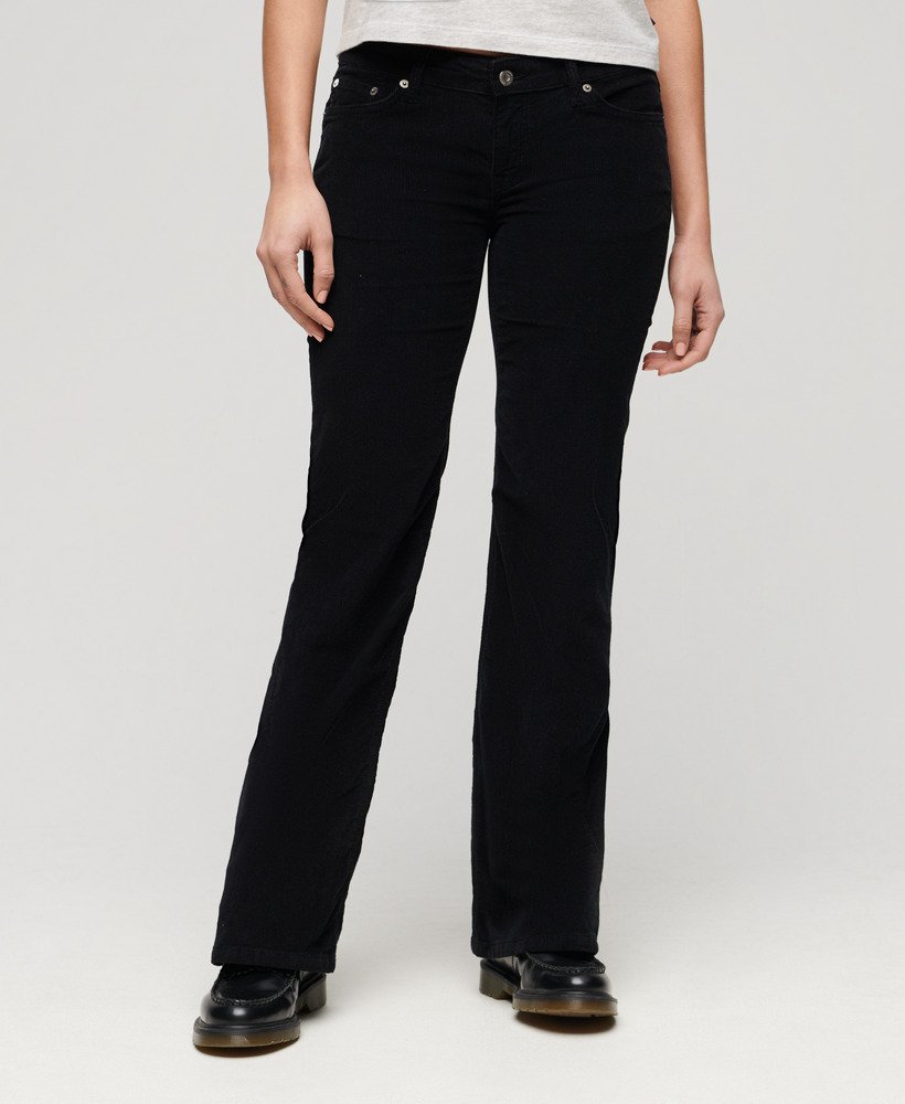 lage taille corduroy flare jeans in zwart