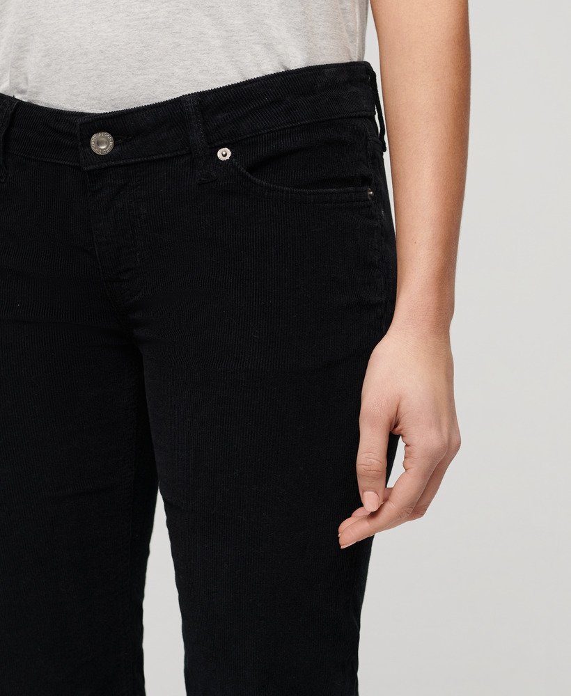 lage taille corduroy flare jeans in zwart