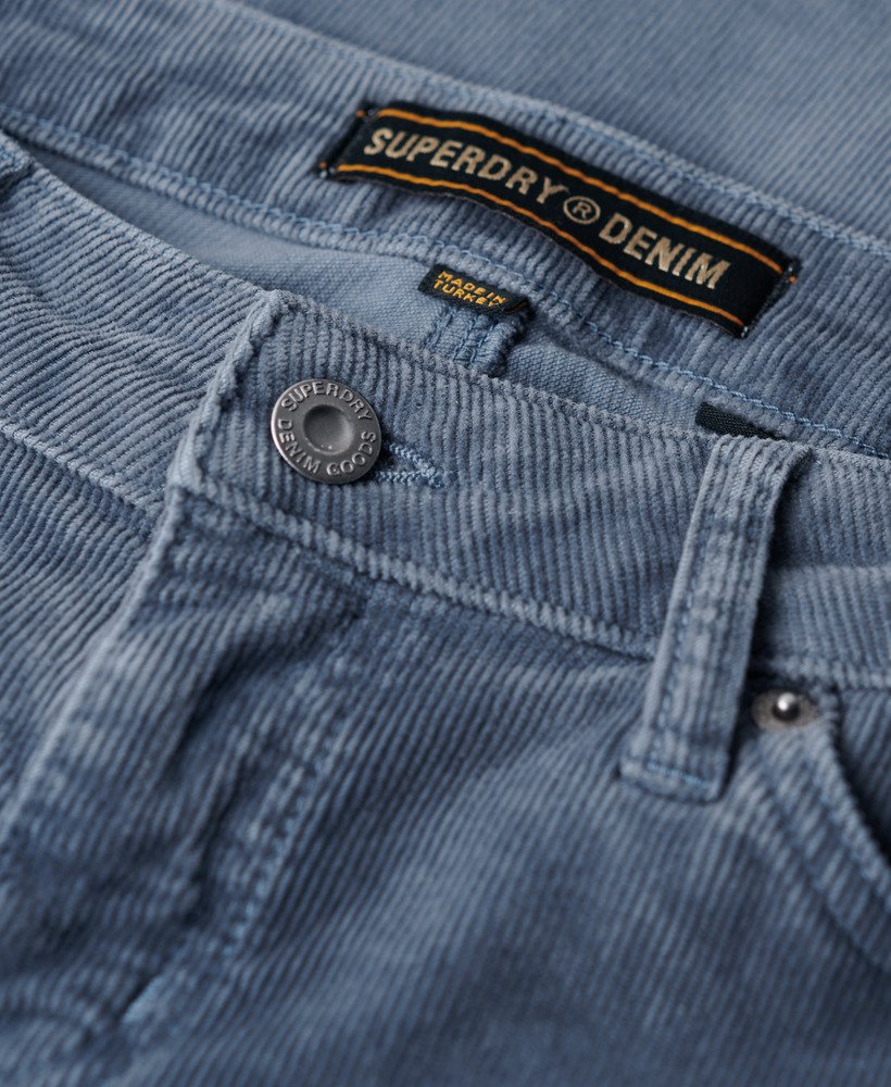 laag uitlopende corduroy jeans met tailleband in gewassen denimblauw
