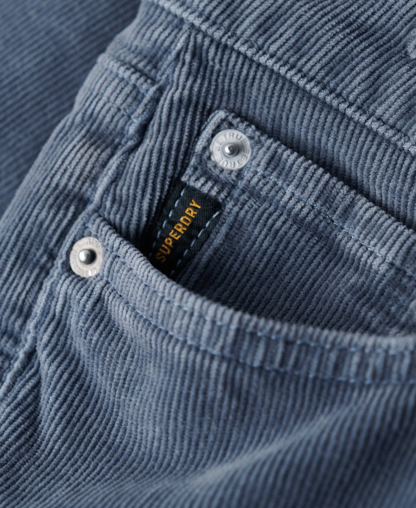 laag uitlopende corduroy jeans met tailleband in gewassen denimblauw