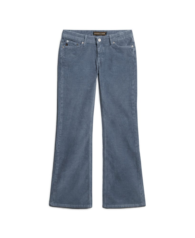 laag uitlopende corduroy jeans met tailleband in gewassen denimblauw