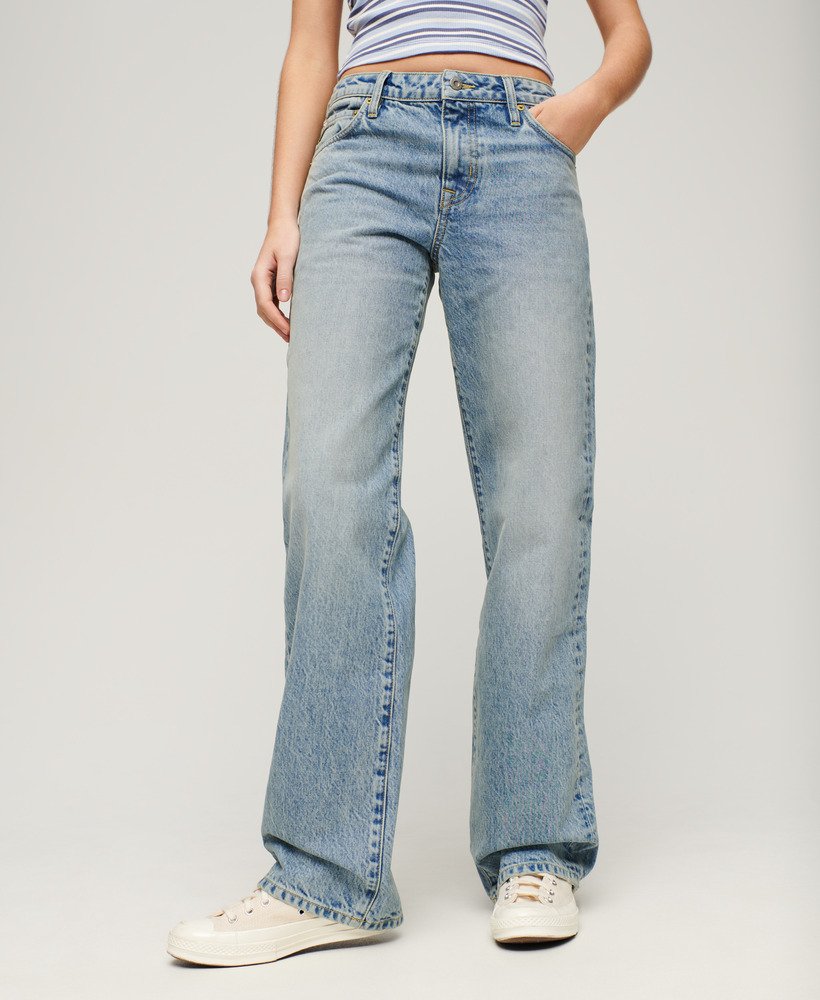 mid-rise jeans met wijde pijpen in baltimore blue