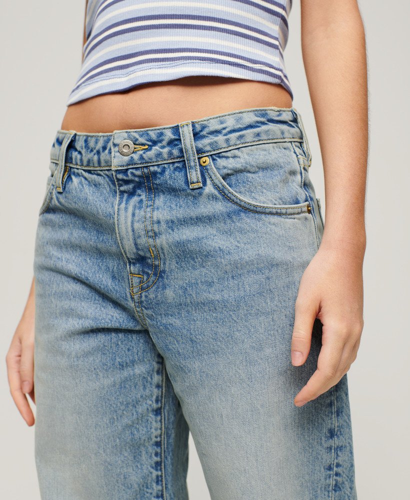 mid-rise jeans met wijde pijpen in baltimore blue