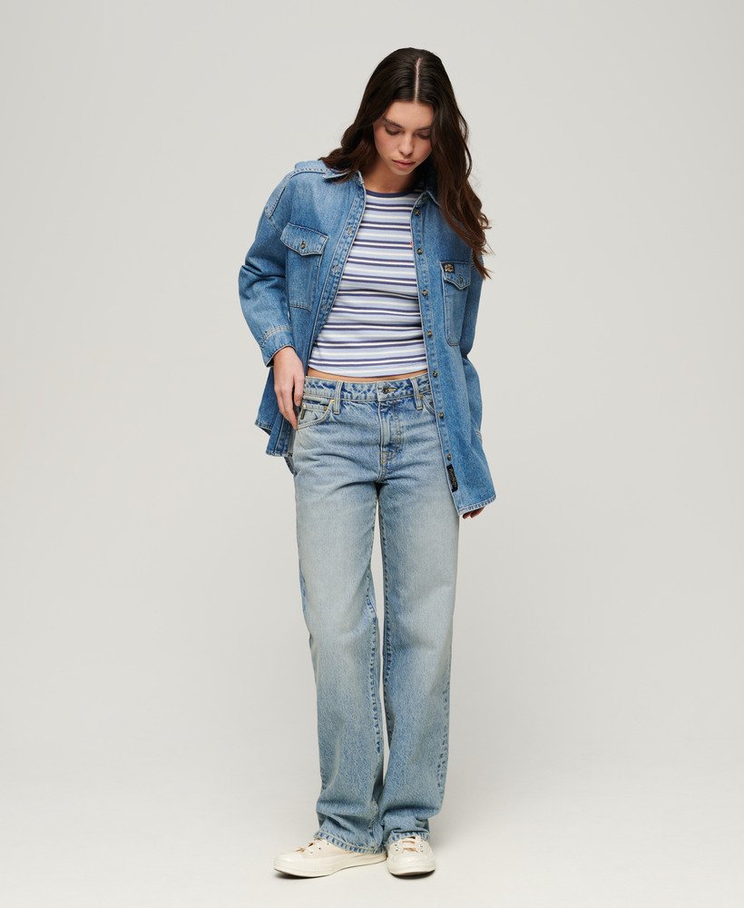 mid-rise jeans met wijde pijpen in baltimore blue