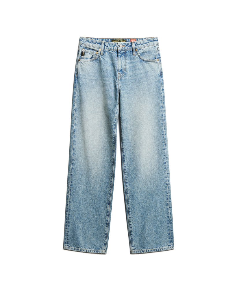 mid-rise jeans met wijde pijpen in baltimore blue