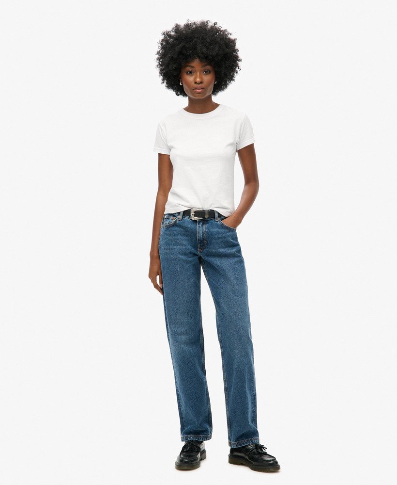 middelhoge taille rechte pijp jeans in fulton vintage blue