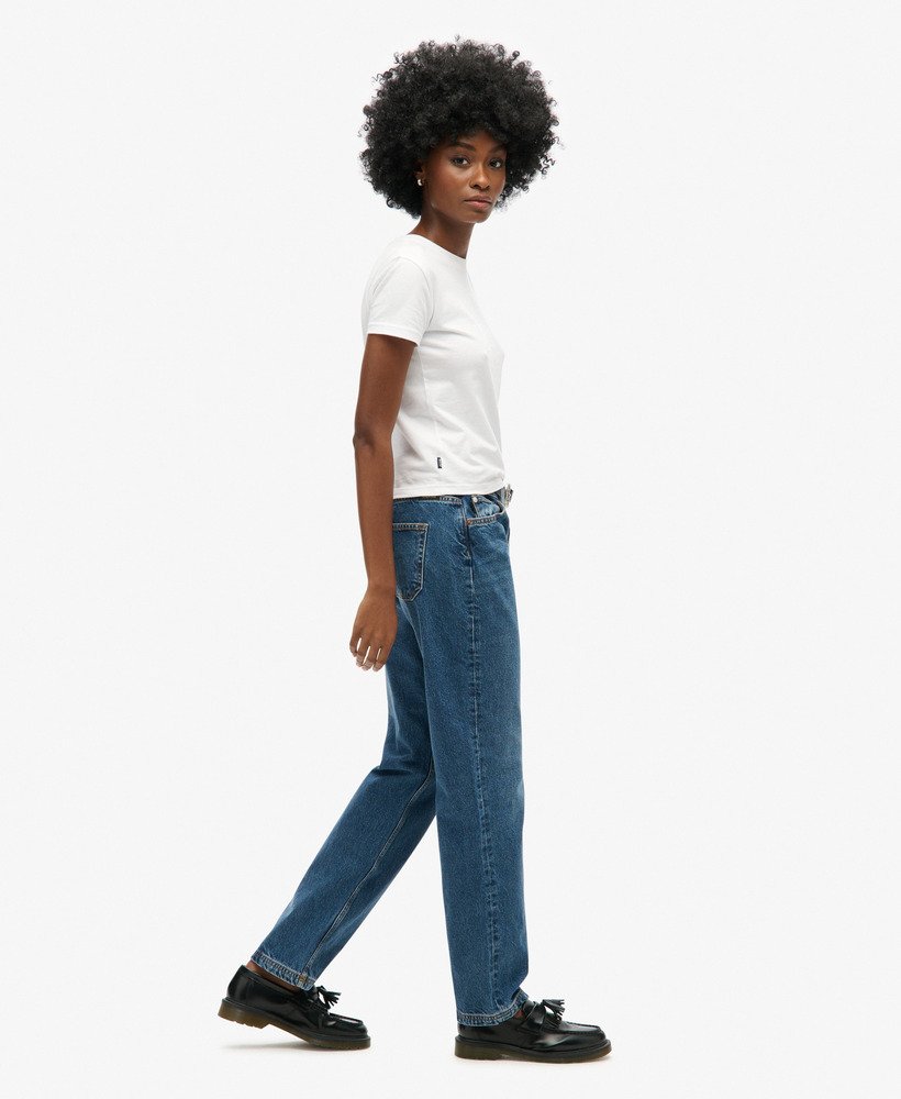 middelhoge taille rechte pijp jeans in fulton vintage blue
