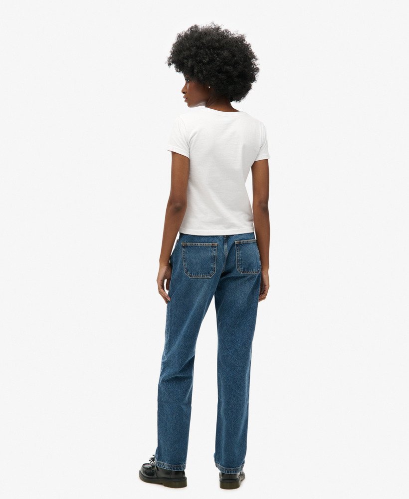 middelhoge taille rechte pijp jeans in fulton vintage blue