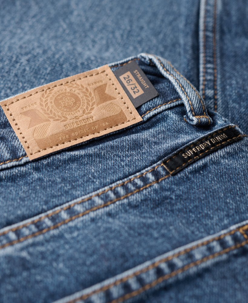 middelhoge taille rechte pijp jeans in fulton vintage blue