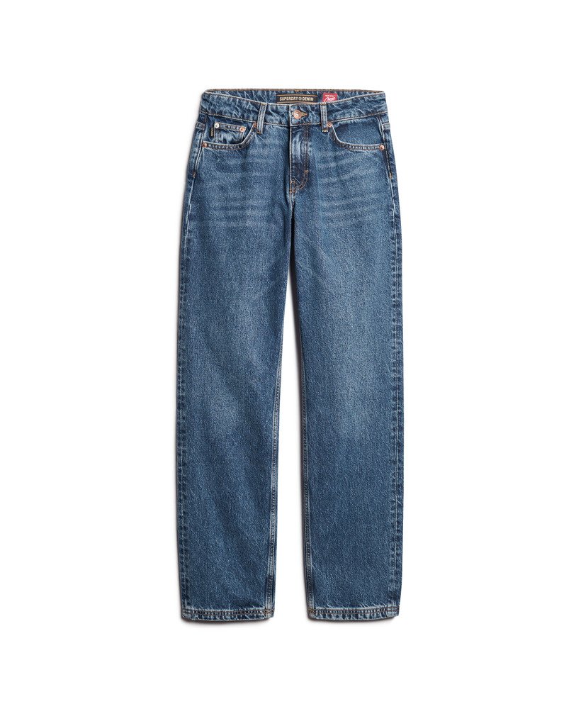 middelhoge taille rechte pijp jeans in fulton vintage blue