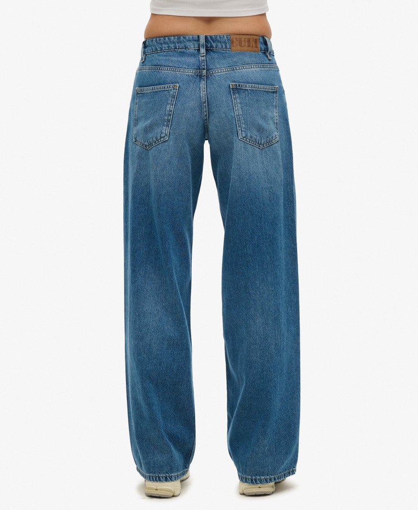 cult mid rise baggy jeans in mid blue vintage wash