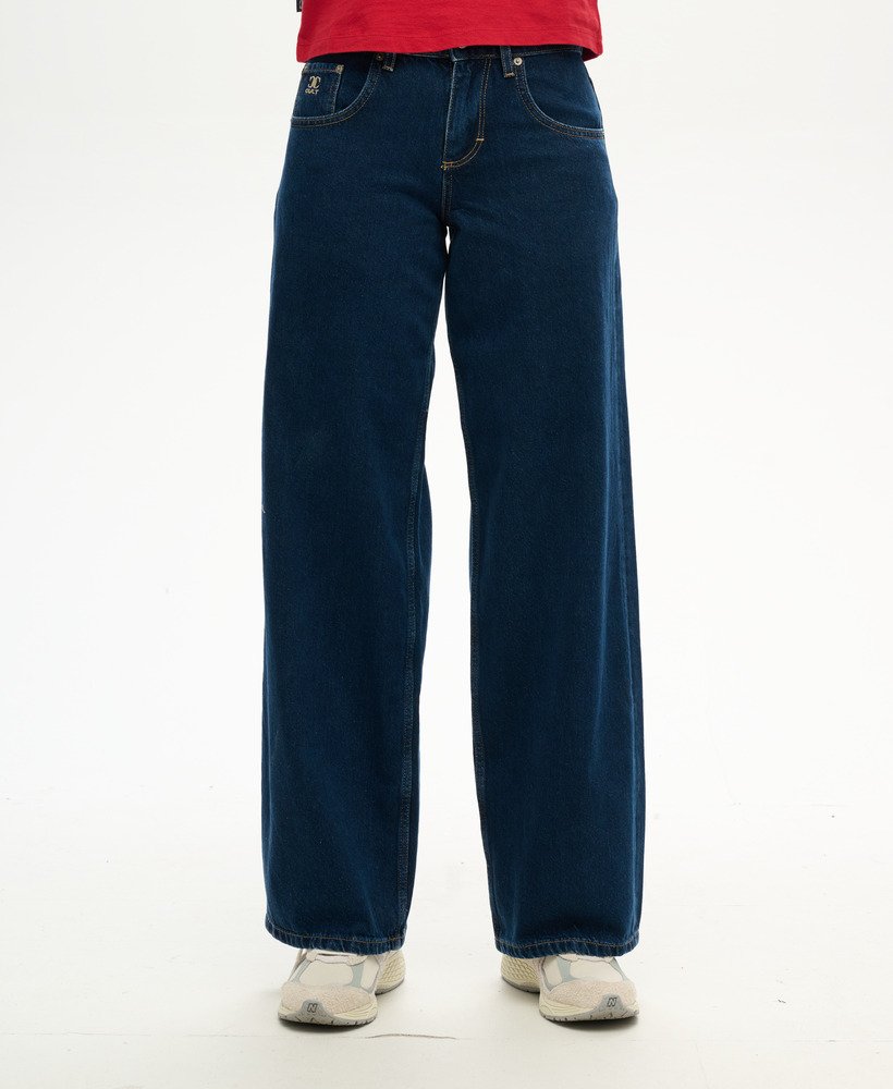 cult mid rise baggy jeans in donkerblauw met vintage wassing