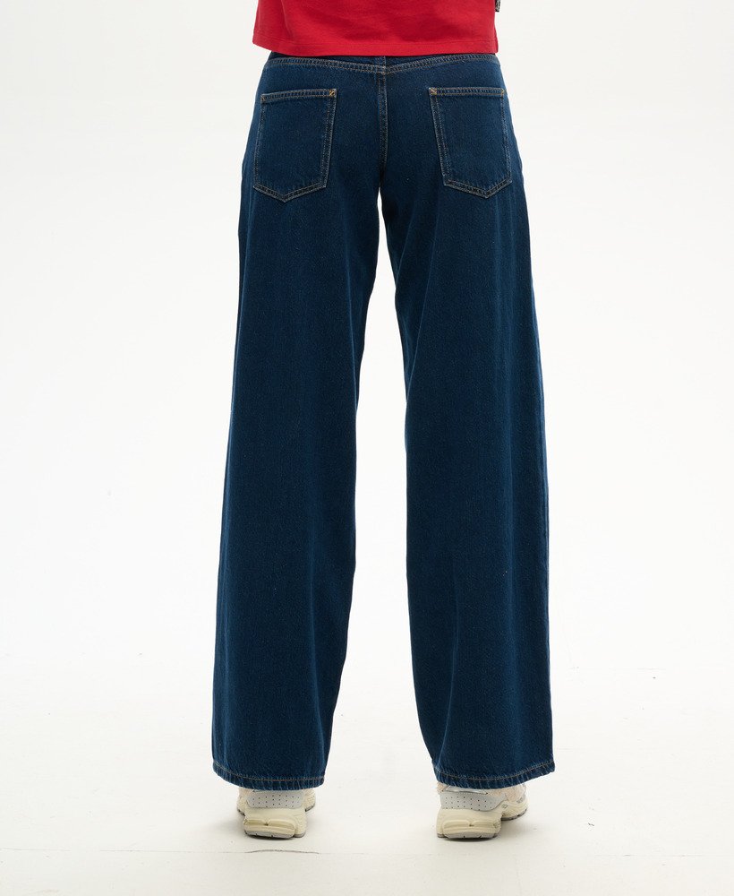 cult mid rise baggy jeans in donkerblauw met vintage wassing