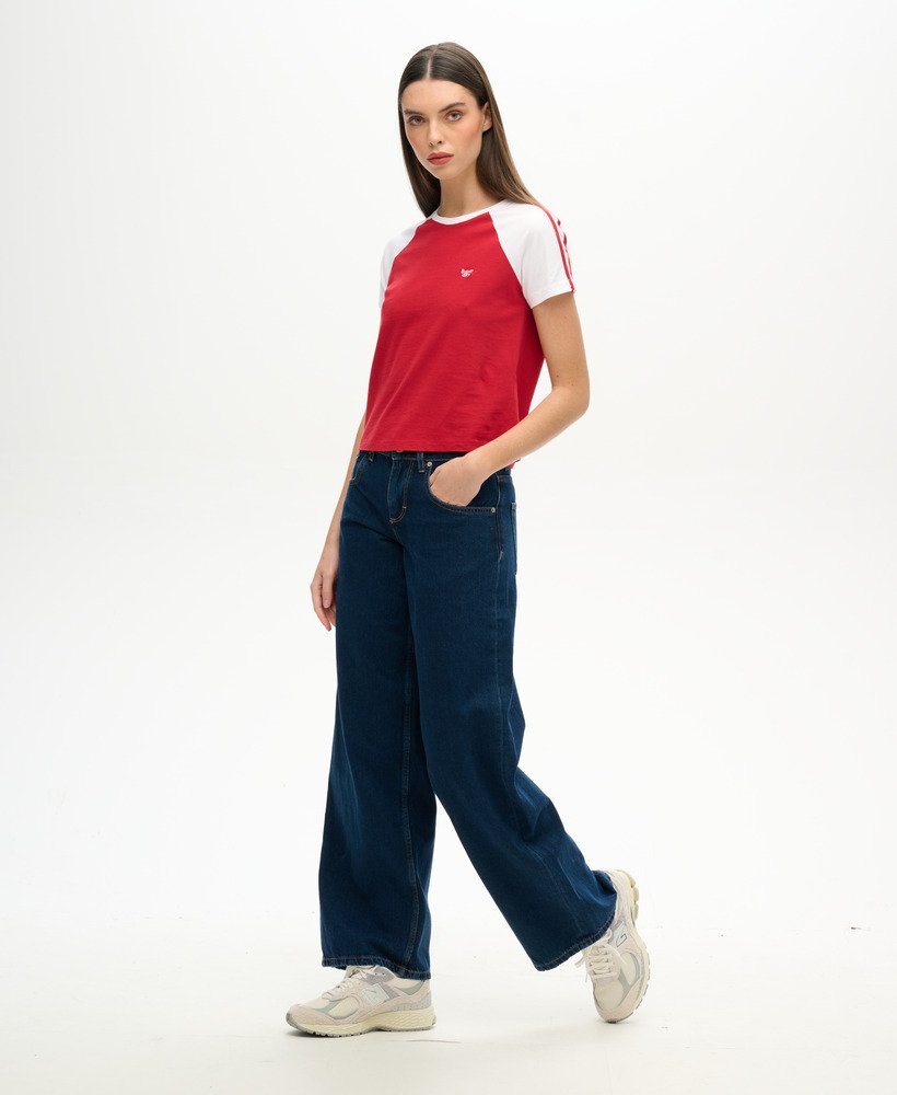 cult mid rise baggy jeans in donkerblauw met vintage wassing